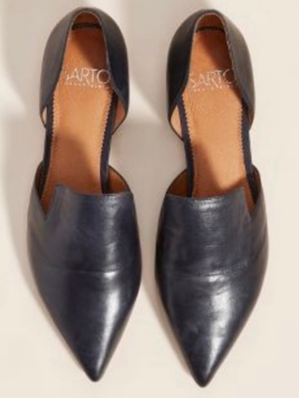 Franco Sarto Toby Pointed D'Orsay Flat  Navy Leather Size 9 M